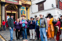 tour group exploring temple