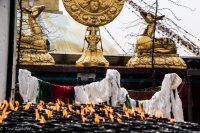 Yak butter candles at a Buddhist temple, Kathmandu Valley, Nepal