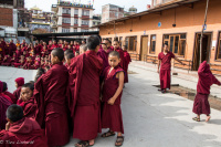 Monks at a monastery in the Kathmandu Valley, Nepal 