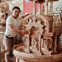 Our friend and master woodcarver Shanta Tuladhar.